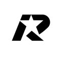 Simple initial letter r star logo