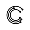 initials c, cc, ccc geometric network line and digital data logo
