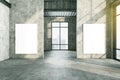 Simple interior with two blank poster on concrete wall Royalty Free Stock Photo