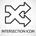 Simple intersection line art icon, vector