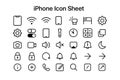 Simple iPhone Icons Apple Mobile Device and Application Symbols iOS Interface Royalty Free Stock Photo