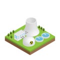 Simple isometric nuclear power plant Royalty Free Stock Photo