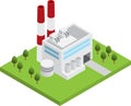 Simple isometric power plant station isolated Royalty Free Stock Photo