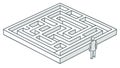 Simple isometric square maze, clean outline design. vector design Generative AI Royalty Free Stock Photo