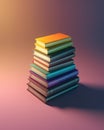 Simple isometric stack of books on gradient background