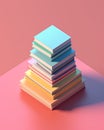 Simple isometric stack of books on gradient background