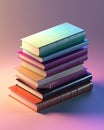 Simple isometric stack of books on gradient background