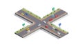 Simple Isometric Urban Crossroads with Traffic, vector design Generative AI Royalty Free Stock Photo