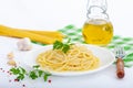 Simple italian spaghetti with olive oil and spices
