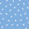 Simple, Japanese frog and rain seamless pattern,