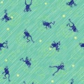 Simple, Japanese frog and rain seamless pattern,