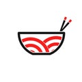 Simple japanese traditional noodle, ramen, bowl, chopstick logo design template Royalty Free Stock Photo