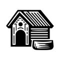 Simple Kennels Vector Icon Vintage Logo Retro Illustration. Royalty Free Stock Photo