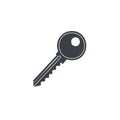 Simple Key Vector Illustration. Security element. Single metal object icon. Door lock key. Access Royalty Free Stock Photo