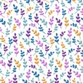 Simple leaf pattern.Seamless doodle background.