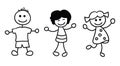 Simple kids playing, cartoon illustration.