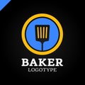 Simple kitchen spatula or bakery logo icon in the circle Royalty Free Stock Photo