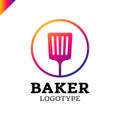 Simple kitchen spatula or bakery logo icon in the circle