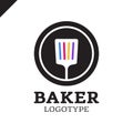 Simple kitchen spatula or bakery logo icon in the circle Royalty Free Stock Photo