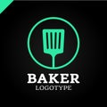 Simple kitchen spatula or bakery logo icon in the circle Royalty Free Stock Photo