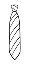 Simple knot necktie with stripes pattern in outline style on white background