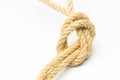 Simple knot on yellow background with esparto rope