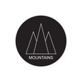 Simple label with mountains vector illustrations and Mountains lettering