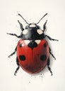 simple ladybug illustration featuring black and red design with distinct spots. This artwork captures charm of nature in vibrant Royalty Free Stock Photo