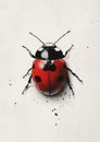 simple ladybug illustration featuring black and red design, showcasing its distinct spots and glossy appearance. This artwork Royalty Free Stock Photo