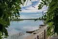 A simple landscape in the Rostov region in Russia, the river - Seversky Donets, Don. Spring is the beginning of summer. Green vege