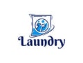 Simple laundry logo with clothes and wash machine illustration