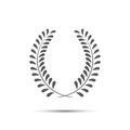 Simple laurel wreath icon, twig with leaves