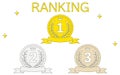 Simple laurel wreath and label coin ranking icon set, 1st-3rd place