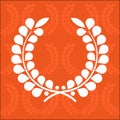 Simple laurel wreath with seamless orange background