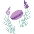 simple lavender flowers and macaron illustration