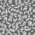 Simple leaf seamless pattern on black background. Abstract foliage wallpaper Royalty Free Stock Photo