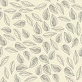 Simple leaf seamless pattern. Monochrome leaves vintage engraved style Royalty Free Stock Photo