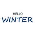 Simple lettering season text blue letters on white background hello winter Royalty Free Stock Photo