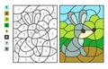 Simple level vector coloring wild animal hare or rabbit, color by numbers. Puzzle game for children education