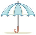 Simple light blue cartoon umbrella with orange handle for rain and sun protection Royalty Free Stock Photo
