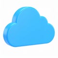 Simple light blue cloud icon with 3D effect on transparent background Royalty Free Stock Photo