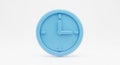 Simple Light Blue 3D Rendered Clock Face Showing 3 Oclock On White Background time three oclock Royalty Free Stock Photo