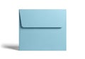 A simple light blue envelope with a shadow on a white background Royalty Free Stock Photo