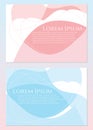 Simple light pink, blue and white wave line vector templates for modern digital design. Geometric curve shape backgrounds