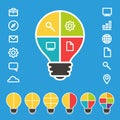 Simple lightbulb diagram with set of icons