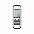 Simple Line Art Cell Phone Illustration In Y2k Aesthetic