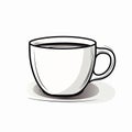 Simple Line Art Coffee Cup On White Background Vector Royalty Free Stock Photo