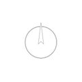 Simple Line Art Compass Icon with Arrow Inside a Circle on White Background navigation direction Royalty Free Stock Photo
