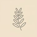 Simple line art depicting a stylized leaf on a beige background. The leaf consists of a Royalty Free Stock Photo