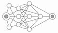 A simple line art diagram of an artificial intelligence neural network. vector design Generative AI Royalty Free Stock Photo